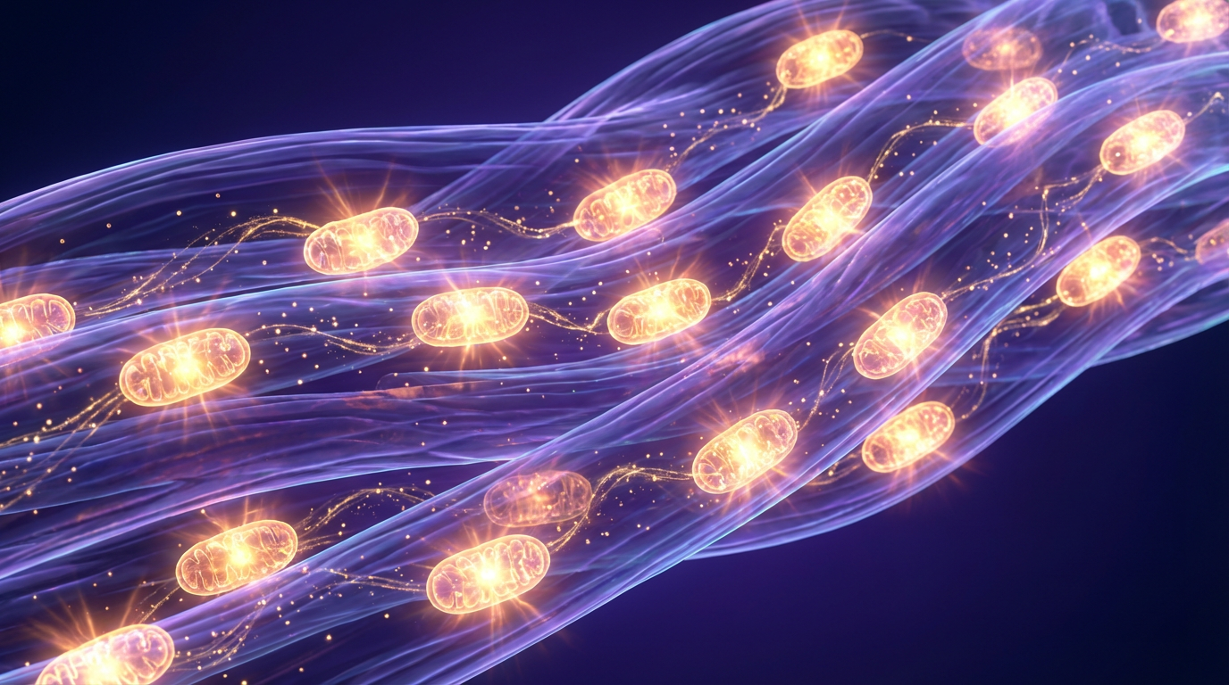 Mitocôndrias nos músculos produzindo energia